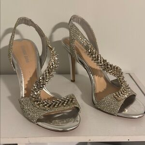Gianni Bini Silver and Gold Glitter Heels